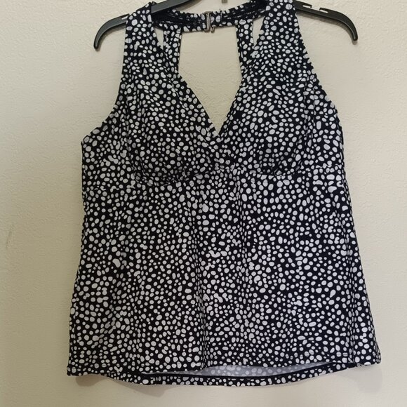 Island Escape Plus Size Printed H-Back Tanki Black 18W - Picture 2 of 5